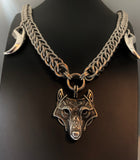 Celtic wolf chainmail necklace