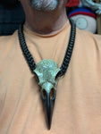 Large raven skull chainmail necklace